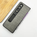 Samsung Galaxy Z Fold 4 Croc Pattern Kickstand Leather Camera Protection Case Cover
