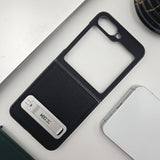 Premium Leather Kickstand Case for Samsung Galaxy Z Flip 6 | Shockproof | Slim Fit | Metal Stand | Luxury Back Cover