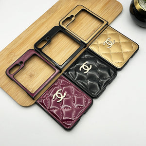 Samsung Galaxy Z Flip 5 Luxury Brand Puffer Stitch Leather Case Cover Clearance Sale