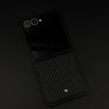 Luxury Brand MB Logo Case for Samsung Galaxy Z Flip 7 | Premium Textured Leather Edition