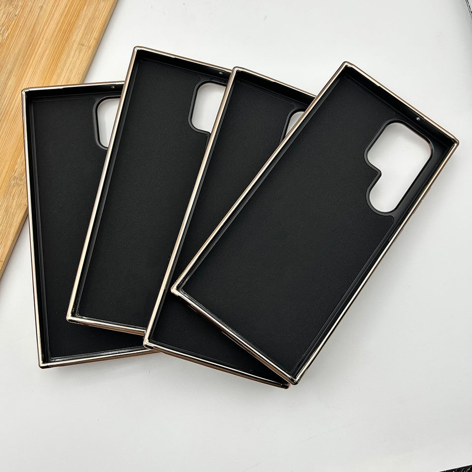 Samsung Galaxy S23 Ultra PU Leather Chrome Plated Case Cover