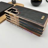 Samsung Galaxy S23 Ultra PU Leather Chrome Plated Case Cover