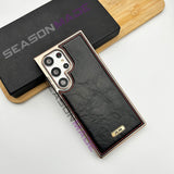 Samsung Galaxy S23 Ultra PU Leather Chrome Plated Case Cover