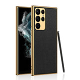 Samsung Galaxy S23 Ultra Luxury Chrome Plated Soft Silicone Leather Case Cover Clearance Sale