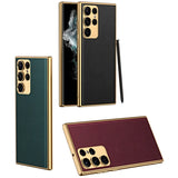 Samsung Galaxy S23 Ultra Luxury Chrome Plated Soft Silicone Leather Case Cover Clearance Sale