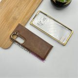 Samsung Z Fold 5 PU Leather Chrome Plated With Front Screen Protector Case Cover