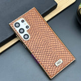 Samsung Galaxy S23 Ultra Electroplated Snake Pattern PU Leather Case Cover