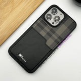 iPhone 15 Series Chequered Leather Cardholder Case Cover