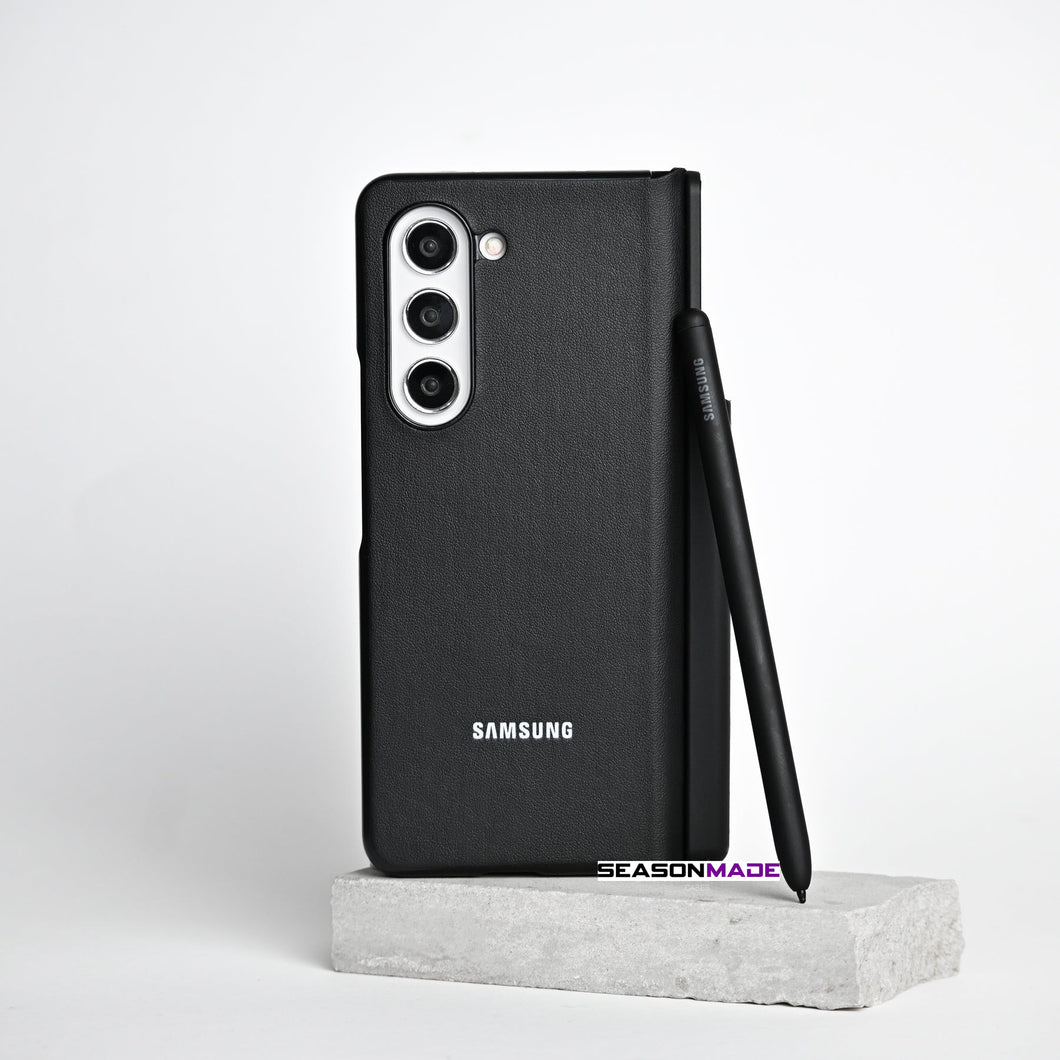 Samsung Galaxy Z Fold 5 Leather Flip Case With S-Pen Full Set Black