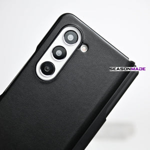 Samsung Galaxy Z Fold 5 Leather Flip Case With S-Pen Full Set Black