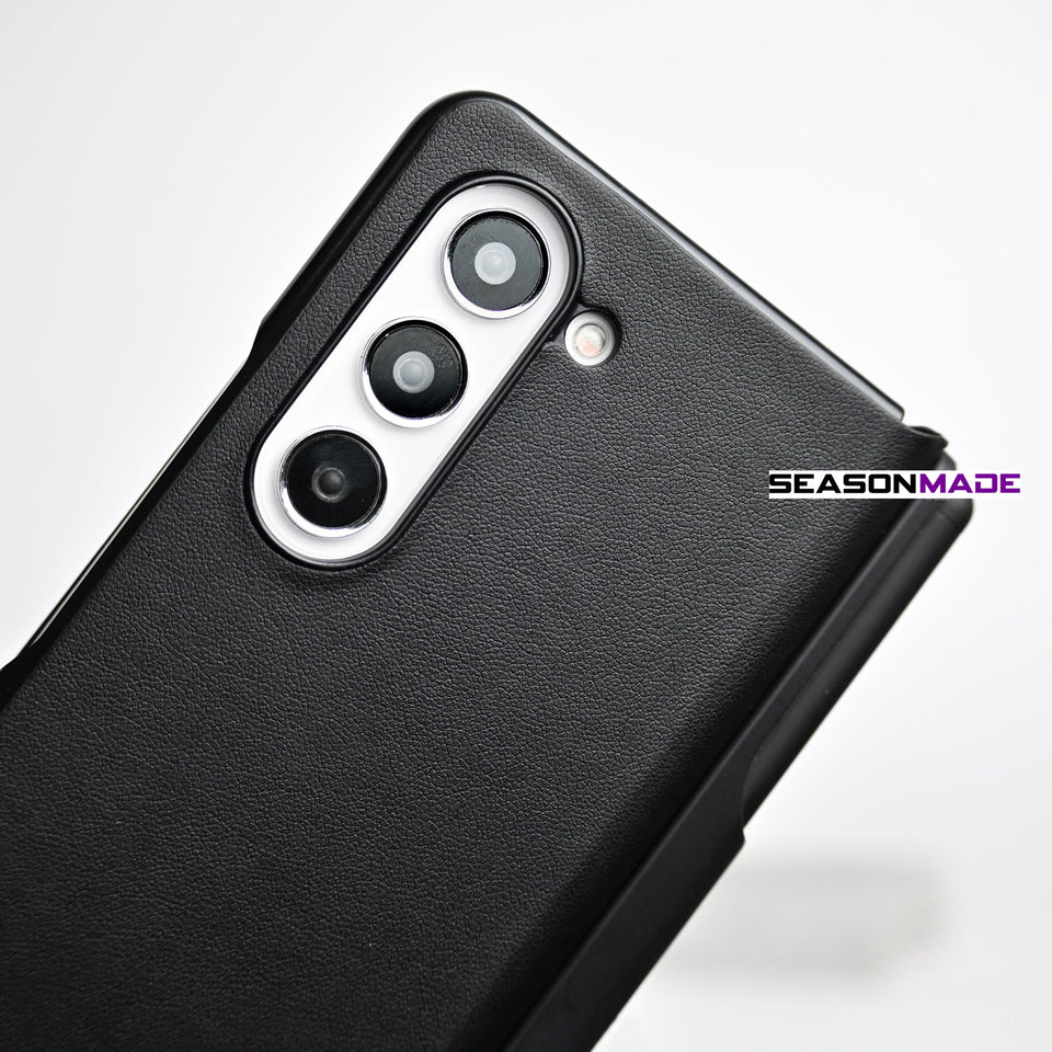 Samsung Galaxy Z Fold 5 Leather Flip Case With S-Pen Full Set Black