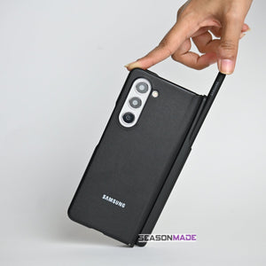 Samsung Galaxy Z Fold 5 Leather Flip Case With S-Pen Full Set Black