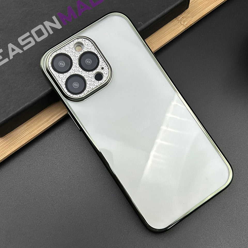 iPhone Luxury Crystal Diamond Plating Lens Protection Clear Transparent Matte Case Cover