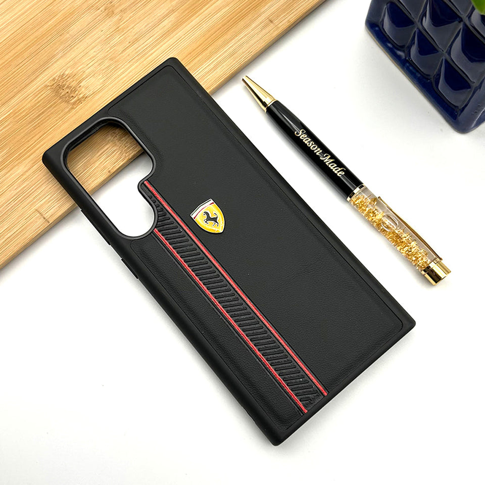 Samsung Galaxy S22 Ultra Ferrari Stripe Leather Case Cover