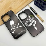 iPhone Black Matte Mirror Snake And Skull Design Case Cover