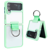 Samsung Galaxy Z Flip 4 Transparent Shockproof Clear Case With Metal Ring Stand Clearance Sale