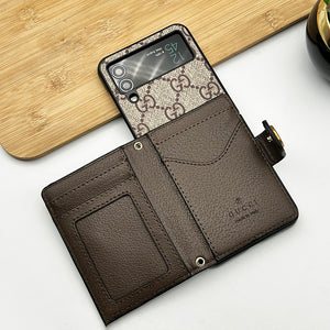 Samsung Galaxy Z Flip 4 Luxury Brand GG Wallet Case Cover