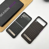 Samsung Galaxy Z Flip 4 PU Leather Checks Grid Pattern Kickstand Case Cover Clearance Sale