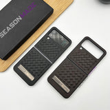 Samsung Galaxy Z Flip 4 PU Leather Checks Grid Pattern Kickstand Case Cover