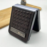 Samsung Galaxy Z Flip 4 PU Leather Checks Grid Pattern Kickstand Case Cover