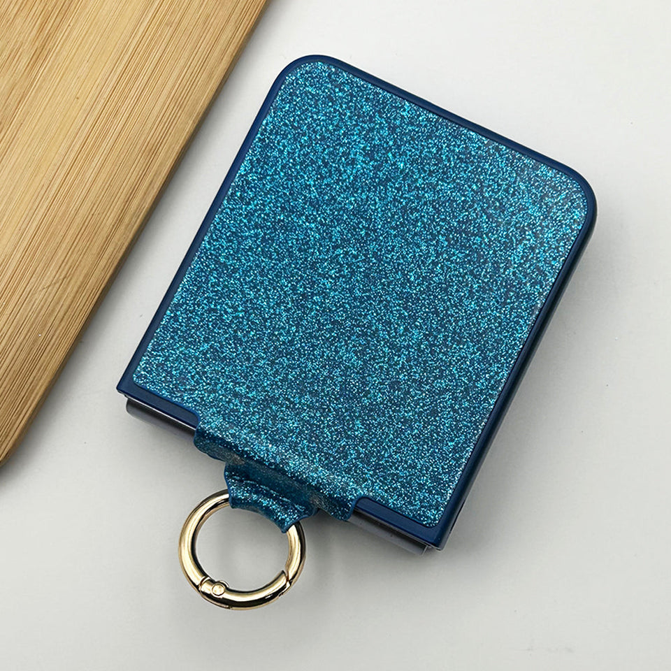 Samsung Galaxy Z Flip 3 Shimmer Glitter Bling Metal Ring Holder Case Cover