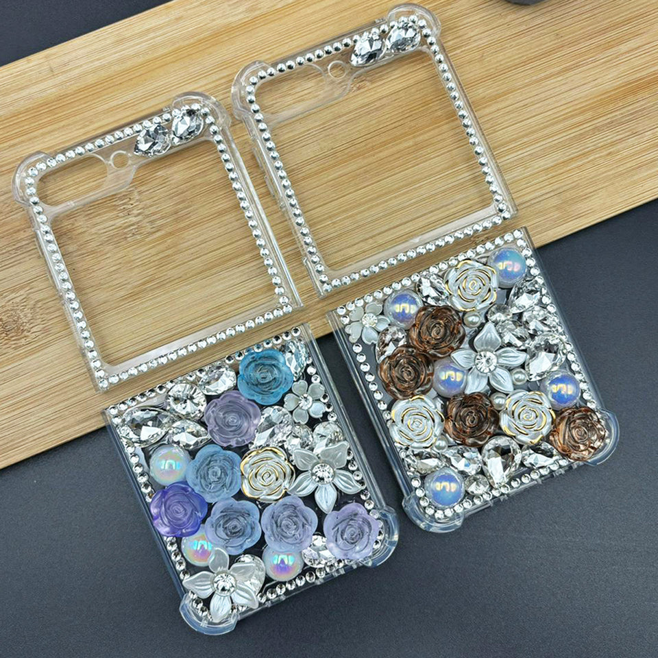 Samsung Galaxy Z Flip 5 Floral Diamond Stone Shimmer Case Cover