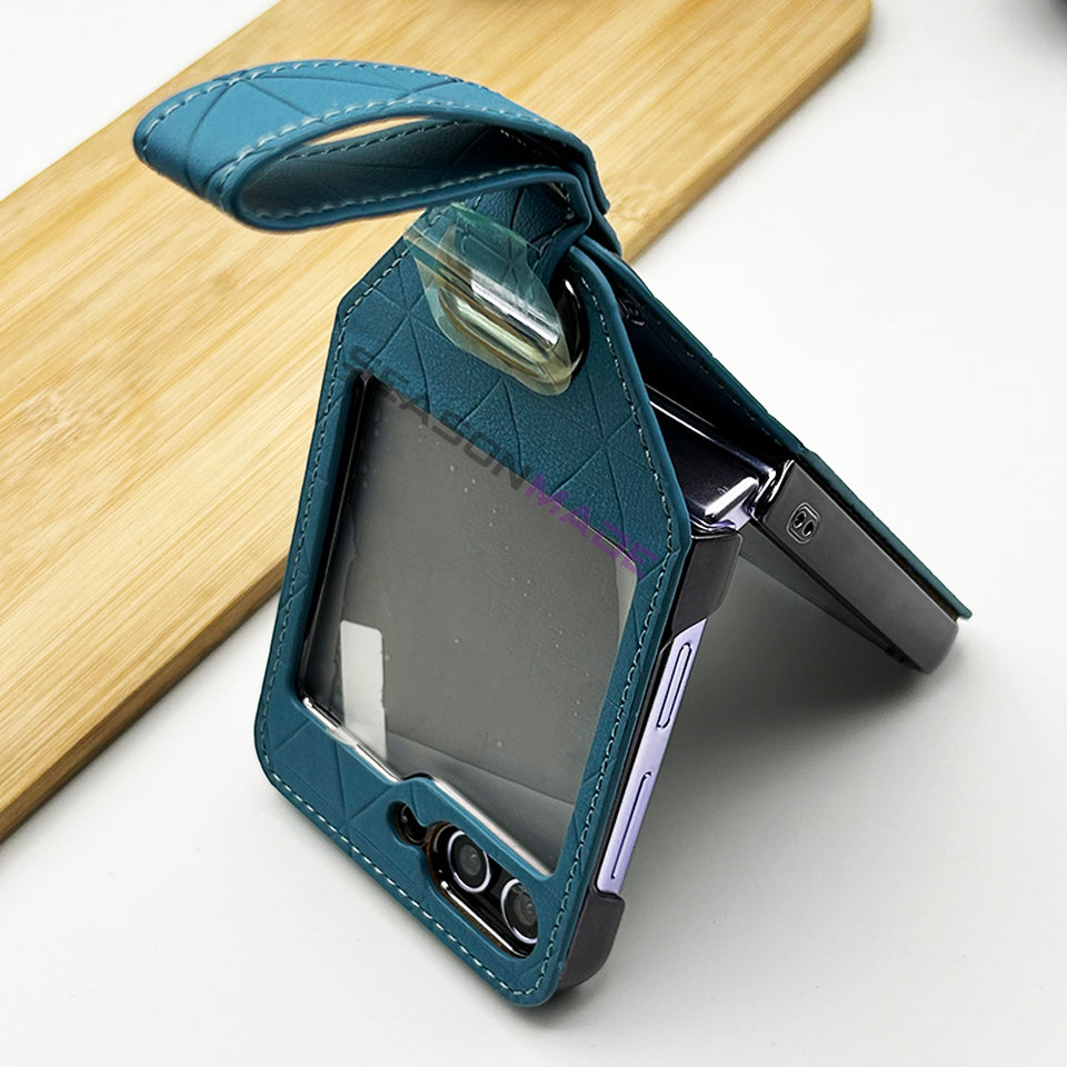 Samsung Galaxy Z Flip 5 Stitched Leather With Screen Protector Case Cover