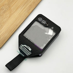 Samsung Galaxy Z Flip 5 Stitched Leather With Screen Protector Case Cover