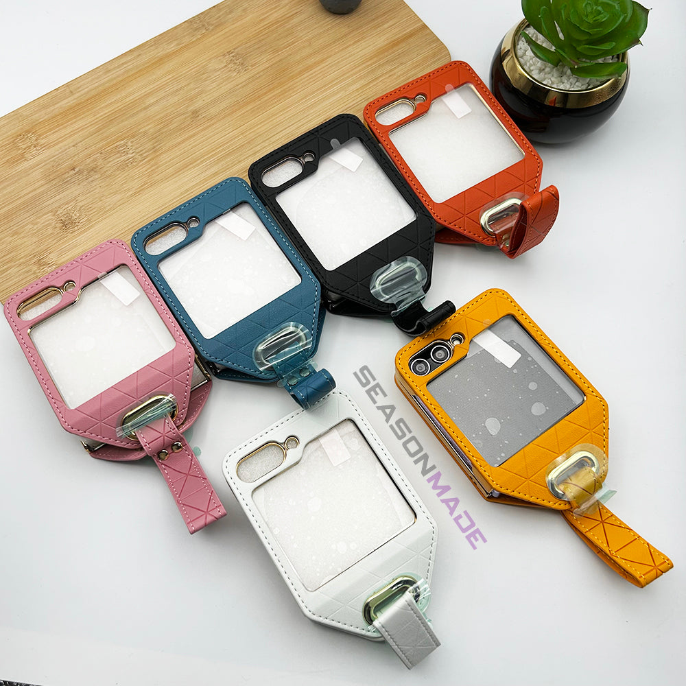 Samsung Galaxy Z Flip 5 Stitched Leather With Screen Protector Case Cover