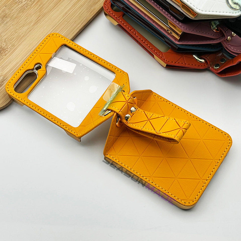 Samsung Galaxy Z Flip 5 Stitched Leather With Screen Protector Case Cover