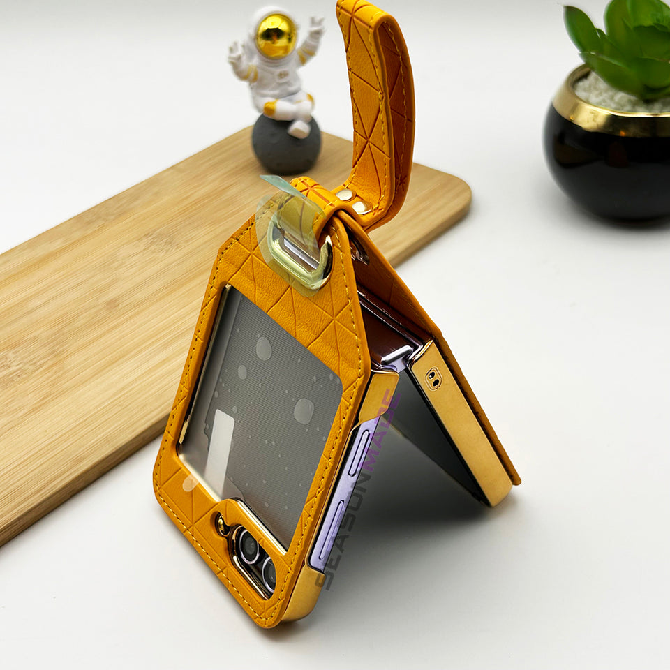 Samsung Galaxy Z Flip 5 Stitched Leather With Screen Protector Case Cover