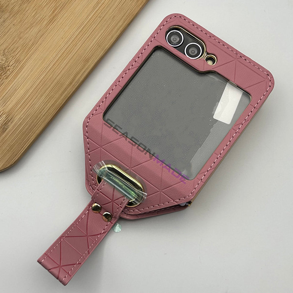 Samsung Galaxy Z Flip 5 Stitched Leather With Screen Protector Case Cover