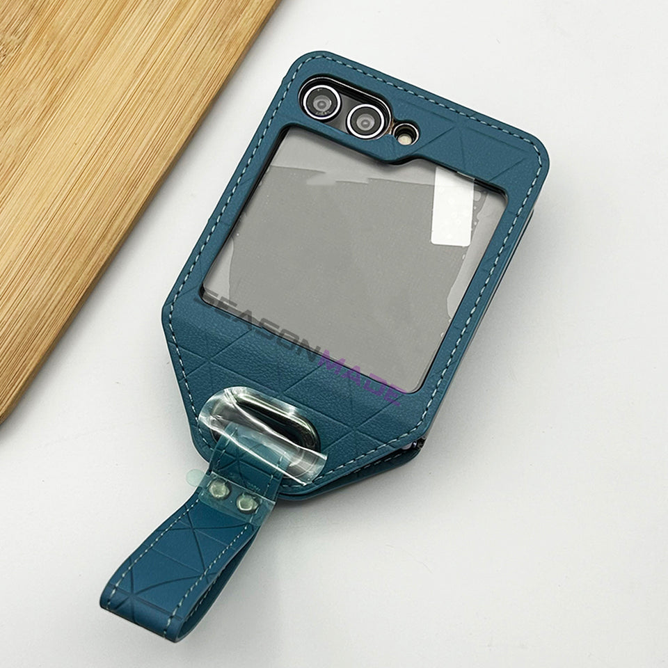 Samsung Galaxy Z Flip 5 Stitched Leather With Screen Protector Case Cover