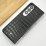 Samsung Galaxy Z Fold 4 Croc Pattern MB Logo PU Leather Case Cover