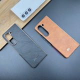 Samsung Galaxy Z Fold 5 PU Leather Chrome Plated Side Case Cover