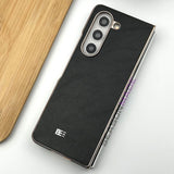 Samsung Galaxy Z Fold 5 PU Leather Chrome Plated Side Case Cover