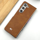 Samsung Galaxy Z Fold 5 PU Leather Chrome Plated Side Case Cover