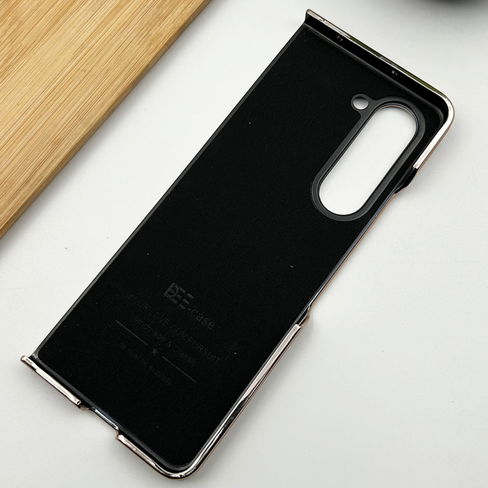 Samsung Galaxy Z Fold 5 PU Leather Chrome Plated Side Case Cover