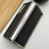Samsung Galaxy Z Fold 5 PU Leather Chrome Plated Side Case Cover