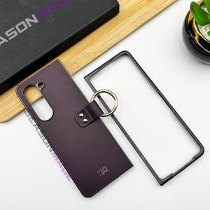 Samsung Galaxy Z Fold 5 Leather Inside Velvet With Ring Holder Case Cover