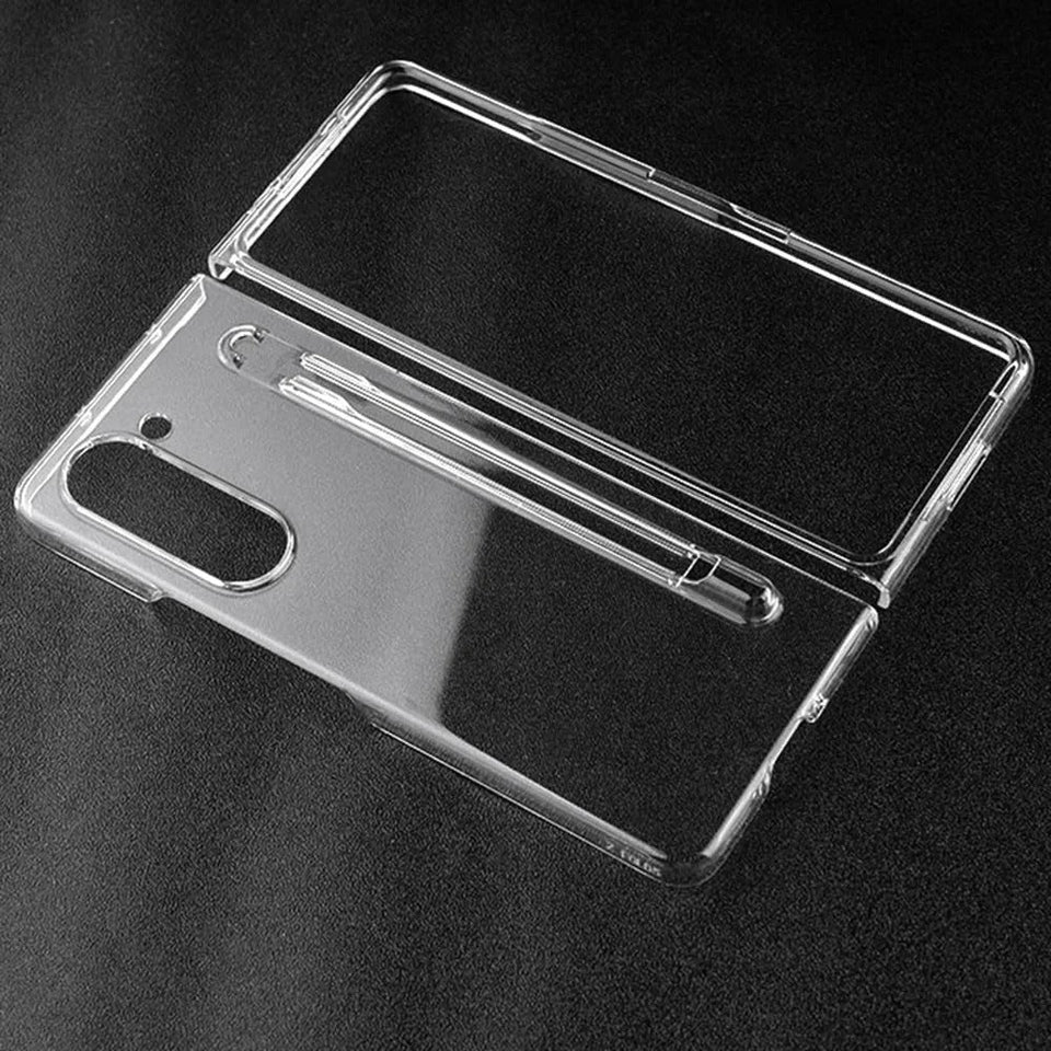 Samsung Galaxy Z Fold 5 Transparent Crystal Hard Shell Cover Case With S-Pen Slot