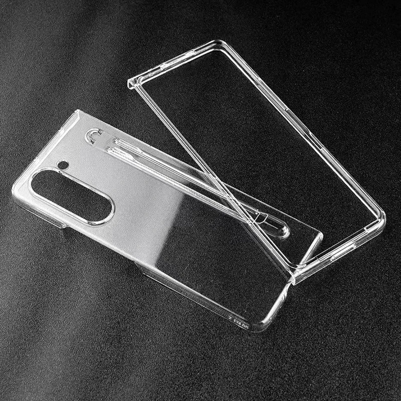 Samsung Galaxy Z Fold 5 Transparent Crystal Hard Shell Cover Case With S-Pen Slot