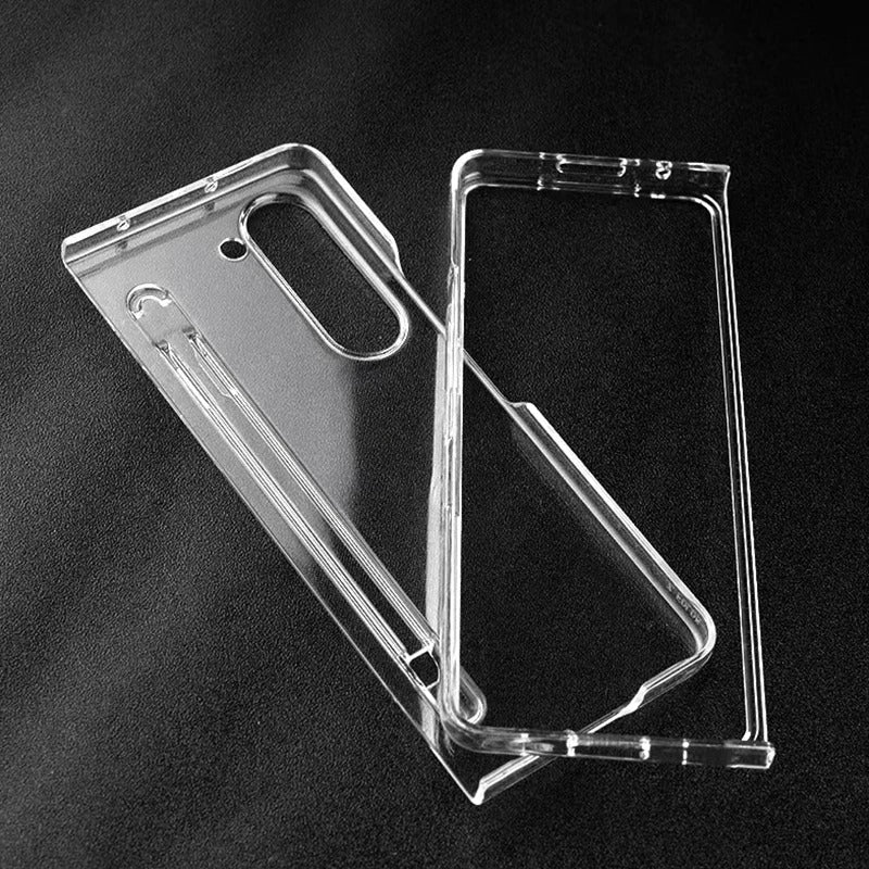 Samsung Galaxy Z Fold 5 Transparent Crystal Hard Shell Cover Case With S-Pen Slot
