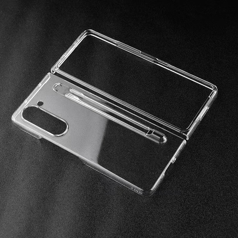 Samsung Galaxy Z Fold 5 Transparent Crystal Hard Shell Cover Case With S-Pen Slot