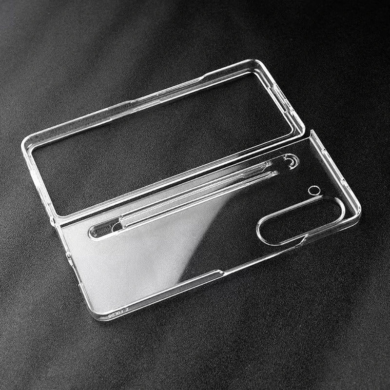 Samsung Galaxy Z Fold 5 Transparent Crystal Hard Shell Cover Case With S-Pen Slot