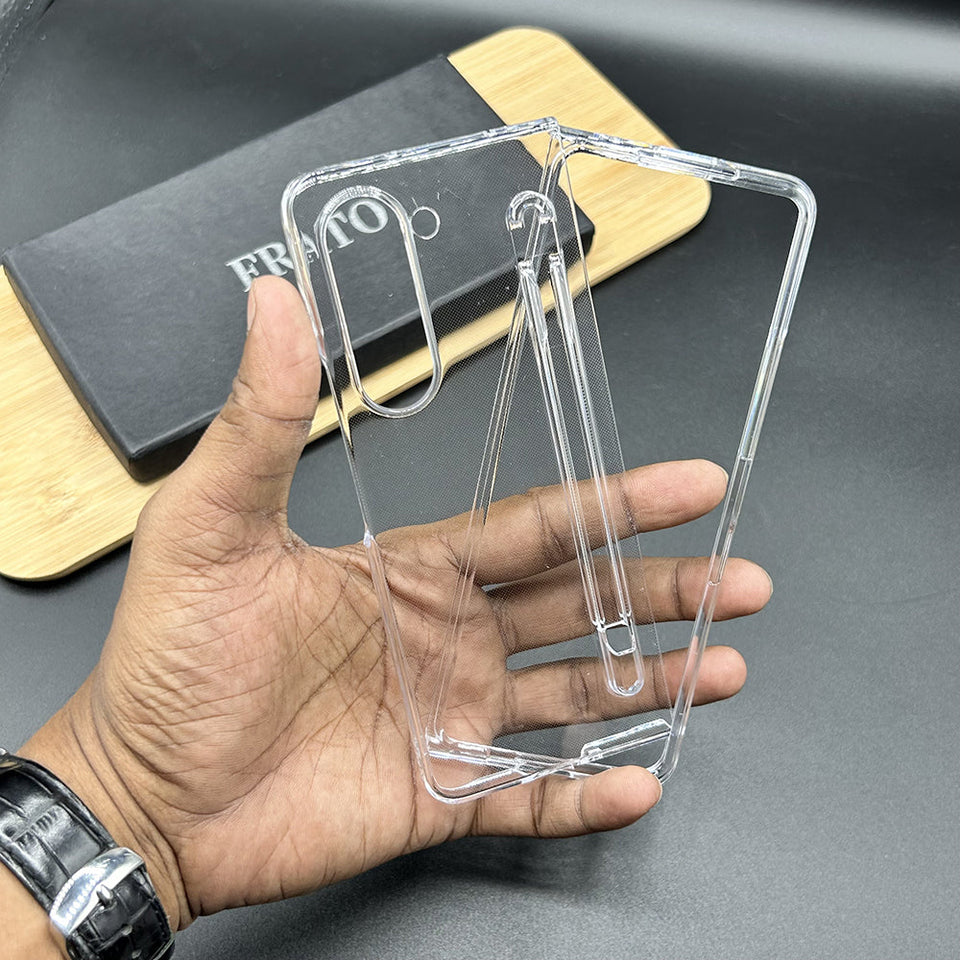 Samsung Galaxy Z Fold 5 Transparent Crystal Hard Shell Cover Case With S-Pen Slot