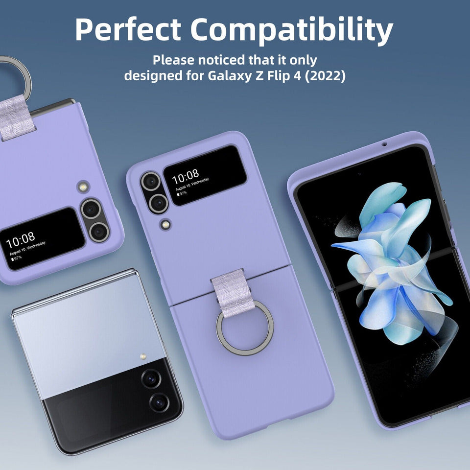 Samsung Galaxy Z Flip 4 Shockproof Slim Ring Silk Silicone Case Cover