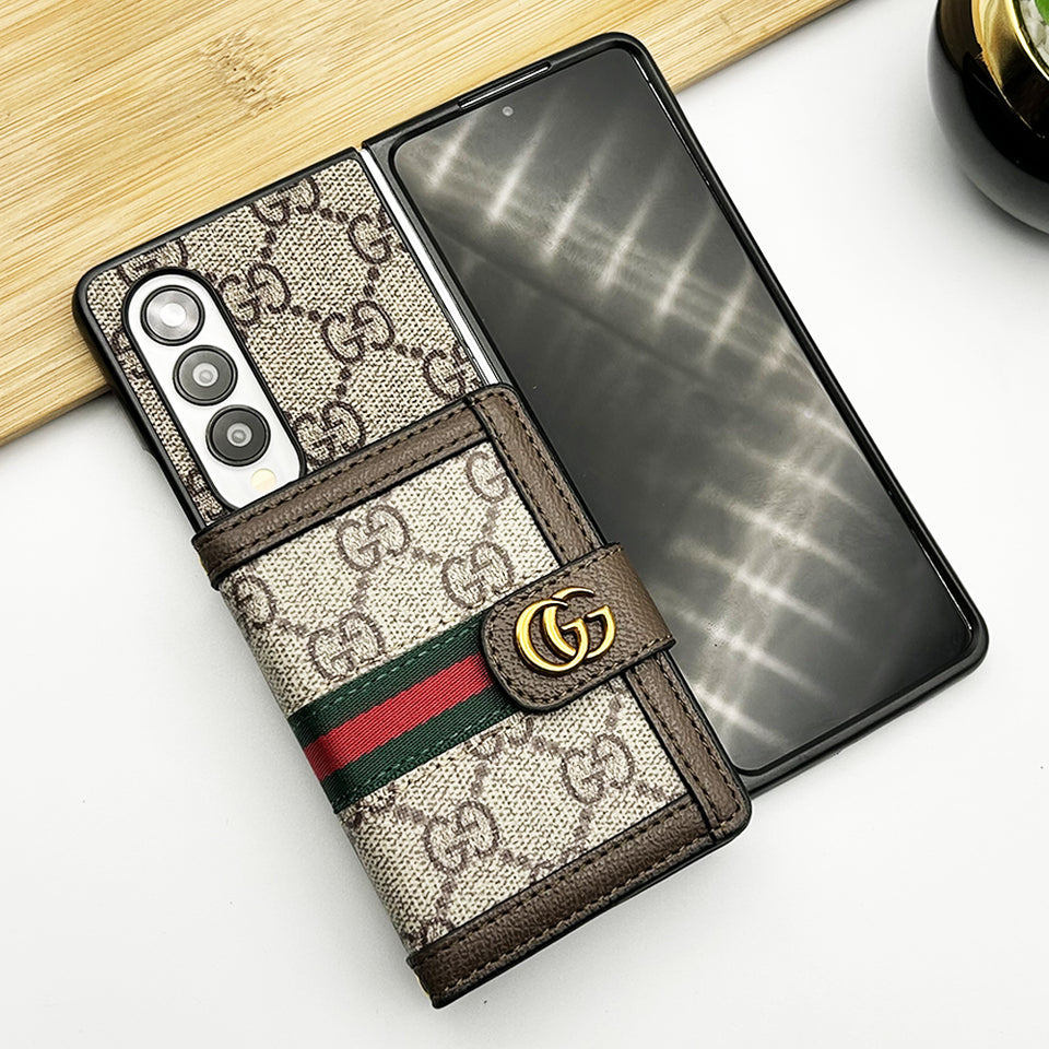 Samsung Galaxy Z Fold 4 Luxury Brand GG Wallet Case Cover