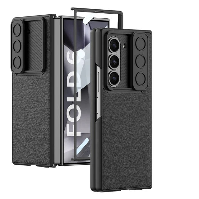 Samsung Galaxy Z Fold 6 Leather Cover With Camera Protective Shutter