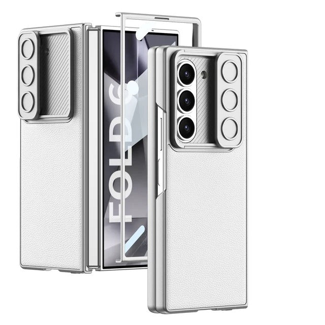 Samsung Galaxy Z Fold 6 Leather Cover With Camera Protective Shutter
